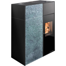 Pelletofen CATANIA-RLU 441.08-ST  Speckstein antik,  Grundfarbe schwarz, zertifiziert RAUMLUFT-UNABHÄNGIG