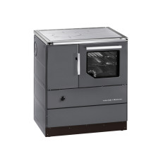 Herd HSD 75.5 anthrazit, Stahlkochplatte, Backrohr und Rauchrohranschluss rechts =