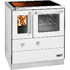 HSDZ 75.5-C-SF, Grundfarbe weiß Email, mit Sichtfenster, Sockelblende Edelstahl, Backrohr rechts, Glaskeramikplatte =