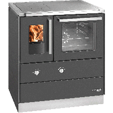 HSDZ 75.5 SF, Grundfarbe anthrazit Email, mit Sichtfenster, Sockelblende Edelstahl, Backrohr rechts, Stahlkochplatte =