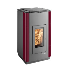 Pelletofen PELLETTO II 419.08-C, Grundfarbe perl-anthrazit, Keramik rot (17 kg Tankinhalt)