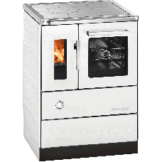 Herd HSD 60.5-SF weiß mit Sichtfenster, Stahlkochplatte, Backrohr und Rauchrohranschluss rechts =