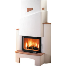 Kaminbausatz LYON-II Steinsims cotto, Kamineinsatz PRESTIGE-II 181.18 schwarz =