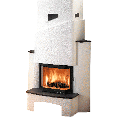 Kaminbausatz LYON-II Steinsims schiefer, Kamineinsatz PRESTIGE-II 181.18 schwarz =