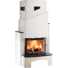 Kaminbausatz STRASSBURG-II Steinsims schiefer, Kamineinsatz PRESTIGE-II 181.18 schwarz =