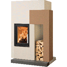 Kaminbausatz ASCIM-II Wärmespeicherbeton, Kamineinsatz ESPRIT-IV 185.16 schwarz =