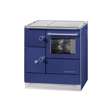 Herd DH 75 blau, Backrohr und Rauchrohranschluss rechts