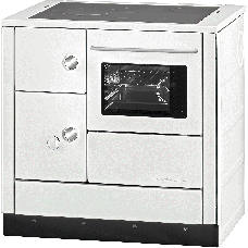 Herd HA 85.5-A weiß, Backrohr und Rauchrohranschluss rechts, Stahlplatte lackiert