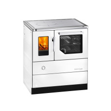 Herd HSD 75.5-SF weiß mit Sichtfenster, Stahlkochplatte, Backrohr und Rauchrohranschluss rechts =