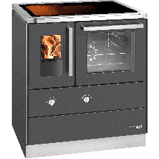 HSDZ 75.5-C-SF, Grundfarbe anthrazit Email, mit Sichtfenster, Sockelblende Edelstahl, Backrohr rechts, Glaskeramikplatte =