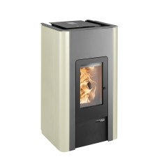 Pelletofen PALLAZZA-III 519.08 Seitenwände perl-beige, Tür perl-schwarz, Grundfarbe perl-anthrazit