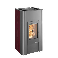 Pelletofen PALLAZZA-II 519.08-C, Grundfarbe anthrazit, Keramik kaminrot