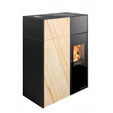Pelletofen CATANIA-RLU 441.08-ST   Sandstein, Grundfarbe schwarz, zertifiziert RAUMLUFT-UNABHÄNGIG