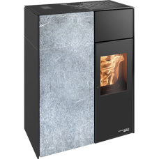 Pelletofen LUCCA II RLU 442.08 ST, Grundfarbe perl-schwarz/Email, Speckstein Premium, zertifiziert raumluftunabhängig