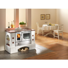 Herdbausatz PLANAI.5 mit Bausatzherd BSH 75.5-SF Edelstahl mit Sichtfenster, Stahlkochplatte, Backrohr und Rauchrohranschluss rechts, Plattenset cotto (terracotta) =