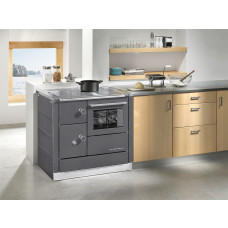 Cuisinière DH 85.5 anthracite, plaque de cuisson acier, four et raccordement à droite