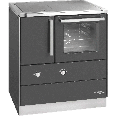 Cuisinière HSDZ easy 75.5 antracite,  Plaque de cuisson en acier poncé / four et raccordement à droite=