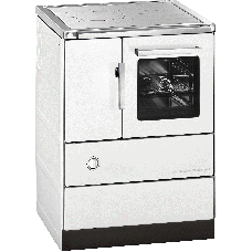 Cuisinière HSD 60.5 blanc, dessus en acier poncé / four et raccordement à droite=